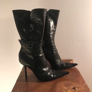 Charles David black mid calf boots.